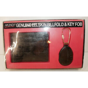 Mundi Black Eel Skin Wallet & Key Fob In NOS
